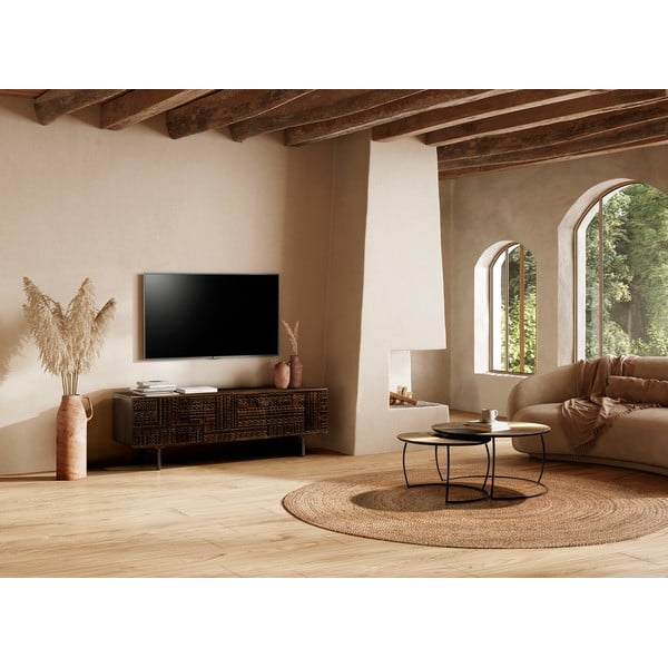 Tmavě hnědý TV stolek z mangového dřeva 145x48x40 cm Kalai – MOME-image-1