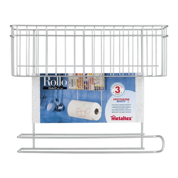 Nástěnný držák s poličkou a zásobníkem na papírové utěrky Metaltex Rollo-image-2