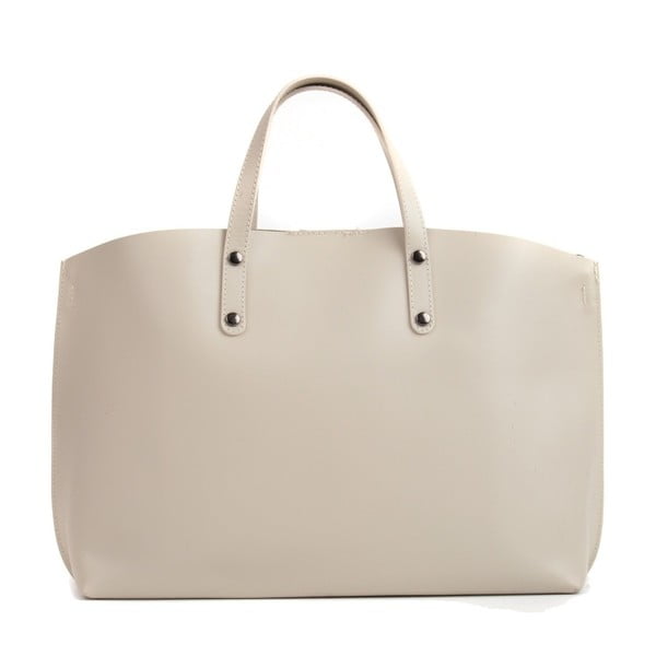 Béžová kožená kabelka Mangotti Bags Lulia-image-2