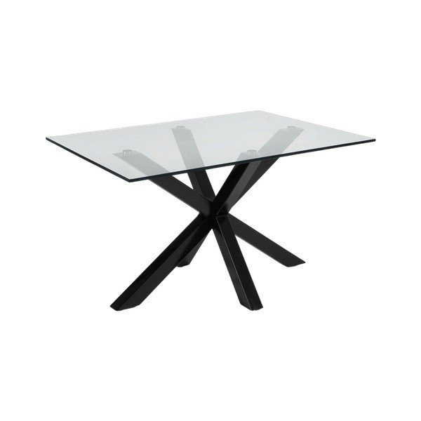 Černý konferenční stolek se skleněnou deskou 70x130 cm Argo – Kave Home-image-4