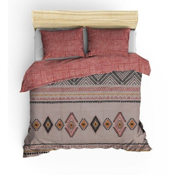 Prodloužené povlečení na dvoulůžko z bavlny Renforcé v cihlové a hnědé barvě 240x220 cm Felix – Mijolnir-image-3