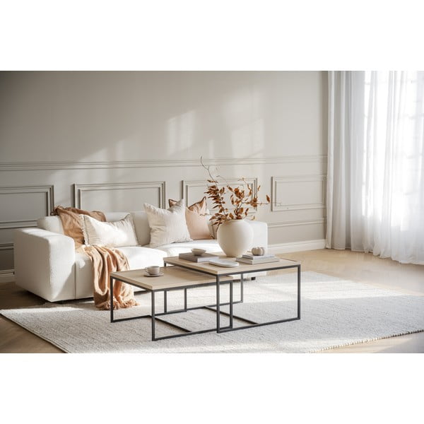 Konferenční stolek s deskou z dubového dřeva v přírodní barvě ø 70 cm Deerfield – Rowico-image-4