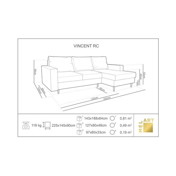 Černá rohová rozkládací pohovka s lenoškou na pravé straně Mazzini Sofas Iris-image-1