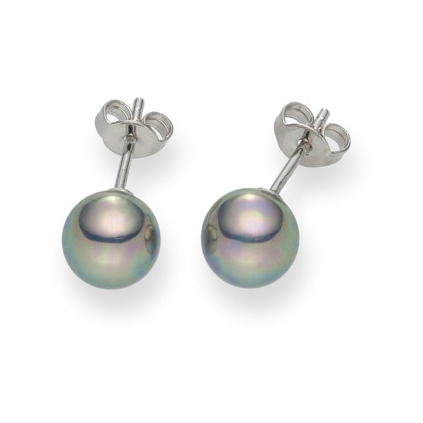 Stříbřitě šedé perlové náušnice Pearls of London Mystic