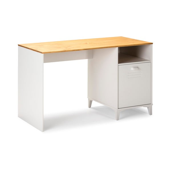 Bílý psací stůl s hnědou deskou Marckeric Zack-image-3