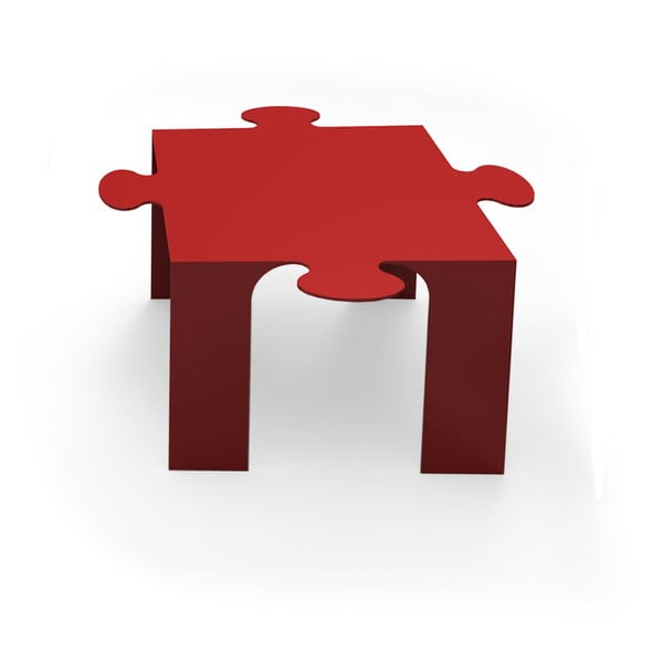 Červený odkládací stolek Caoscreo Puzzle Out