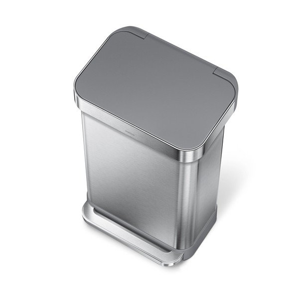 Nášlapný ocelový odpadkový koš ve stříbrné barvě 45 l – simplehuman-image-1