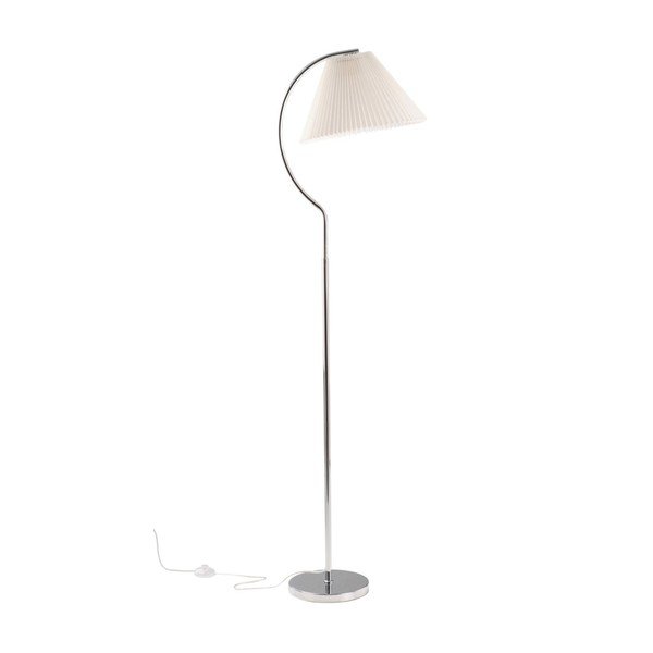 Bílá/v leskle stříbrné barvě látková stojací lampa (výška 165 cm) Celie – Jotex