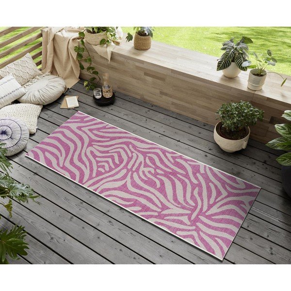 Růžovo-béžový venkovní běhoun NORTHRUGS Cebra, 70 x 300 cm-image-1