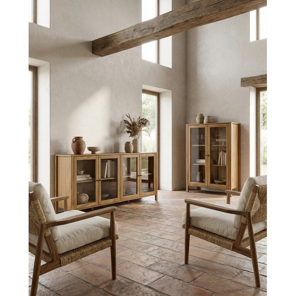 Vitrína z borovicového dřeva v přírodní barvě 186x80x40 cm Alessandra – Marckeric-image-4