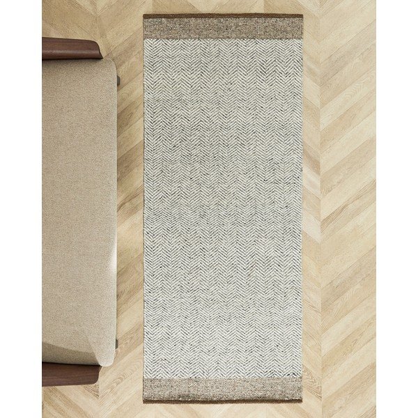 Béžový oboustranný/ručně tkaný vlněný běhoun 80x200 cm Nifelia – Kave Home-image-1