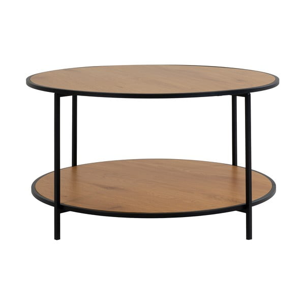 Kulatý konferenční stolek s deskou v dubovém dekoru v přírodní barvě ø 80 cm Vita – House Nordic-image-2