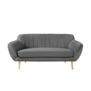 Šedá sametová pohovka Mazzini Sofas Sardaigne, 158 cm