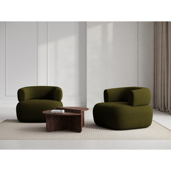 Zelené křeslo z textilie bouclé Jenny – Micadoni Home-image-1