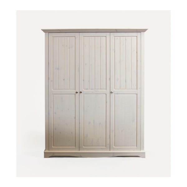 Mléčně bíle lakovaná šatní skříň z borovicového dřeva Steens Lotta, 201,8 x 169,3 cm