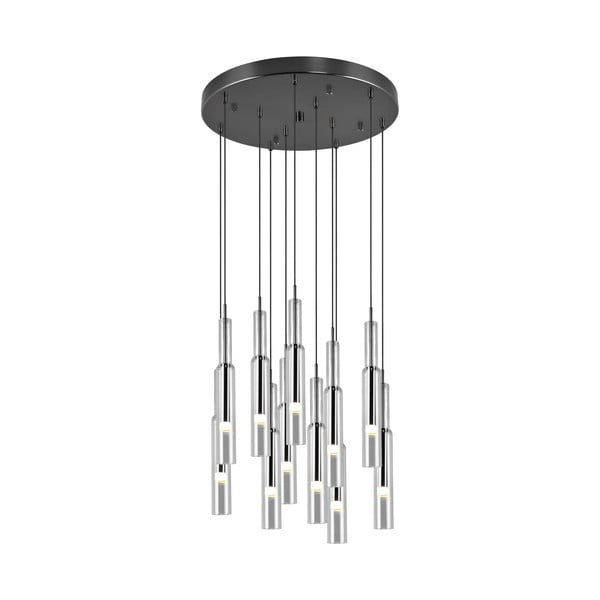 LED závěsné svítidlo se skleněným stínidlem ø 50 cm v černo-stříbrné barvě Lucent – Trio Select