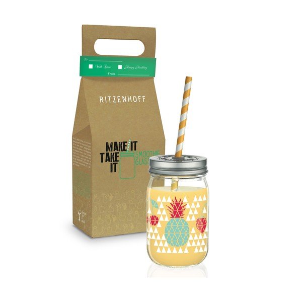 Sklenice s víčkem a brčkem Ritzenhoff Kathrin Stockebrand Pineapple, 445 ml-image-2