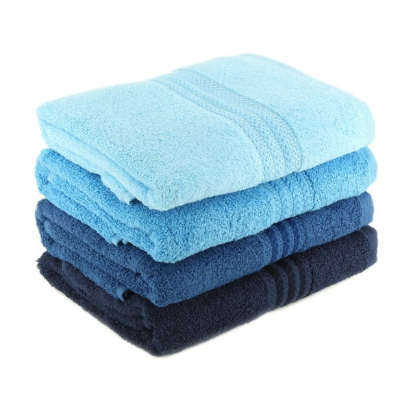Sada 4 modrých bavlněných osušek Foutastic Sky, 70 x 140 cm-image-1