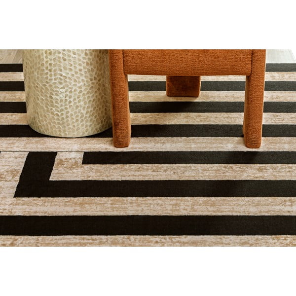 Černo-béžový vlněný koberec 170x240 cm Agnus Art Deco II – Agnella-image-1
