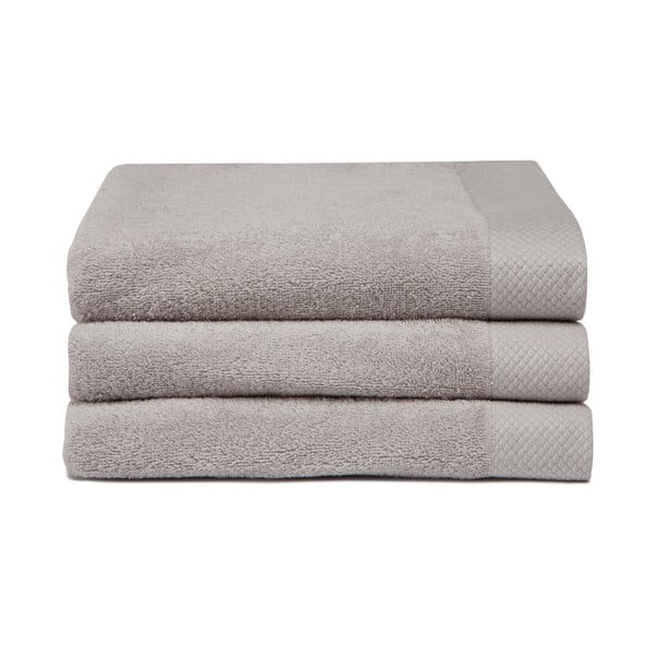 Sada 3 šedých ručníků z organické bavlny Seahorse Pure, 60 x 110 cm