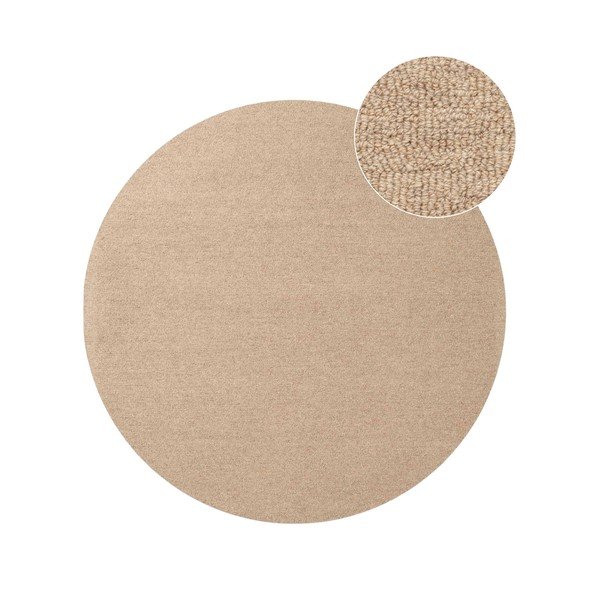 Ručně tkaný vlněný kulatý koberec v přírodní barvě ø 160 cm Puristic Knots – Elle Decoration