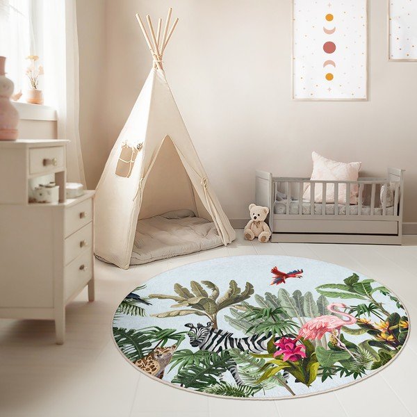 Pratelný dětský koberec ø100 cm Jungle – Mila Home-image-1