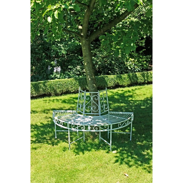 Bílá kovová zahradní lavice Varda – Garden Pleasure-image-1