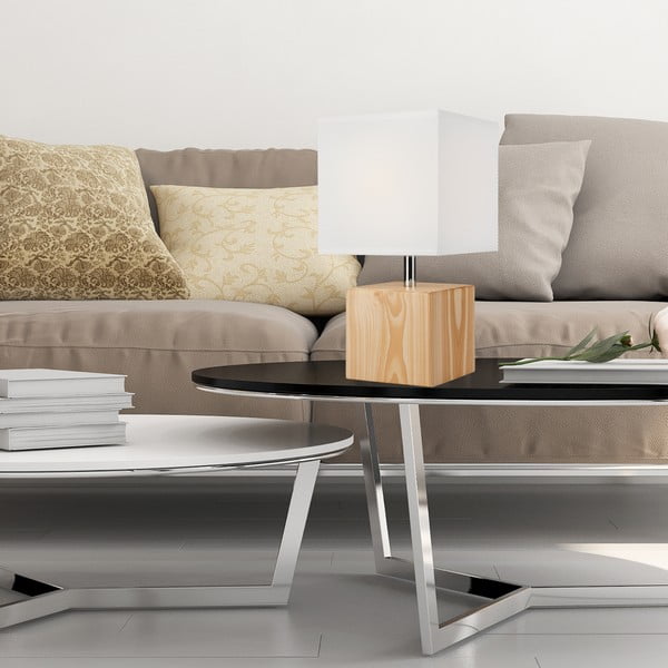 Světle hnědá stolní lampa s textilním stínidlem, výška 29,5 cm Natura – LAMKUR-image-2