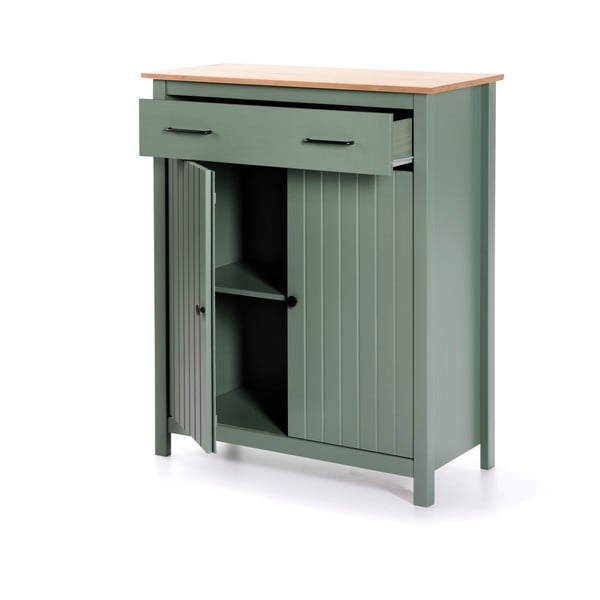 Vysoká komoda z borovicového dřeva v zeleno-přírodní barvě 90x110 cm Miranda – Marckeric-image-3