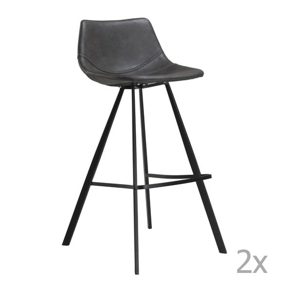 Sada 2 šedých barových židlí s černým kovovým podnožím DAN– FORM Pitch