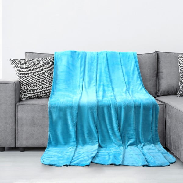 Tyrkysová deka z mikrovlákna AmeliaHome Tyler, 70 x 150 cm-image-1