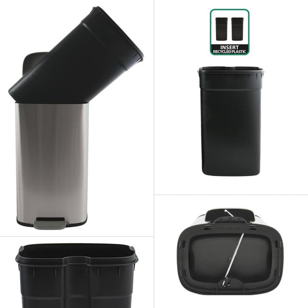 Nášlapný ocelový odpadkový koš v matně stříbrné barvě 50 l   Akira – Spirella-image-2