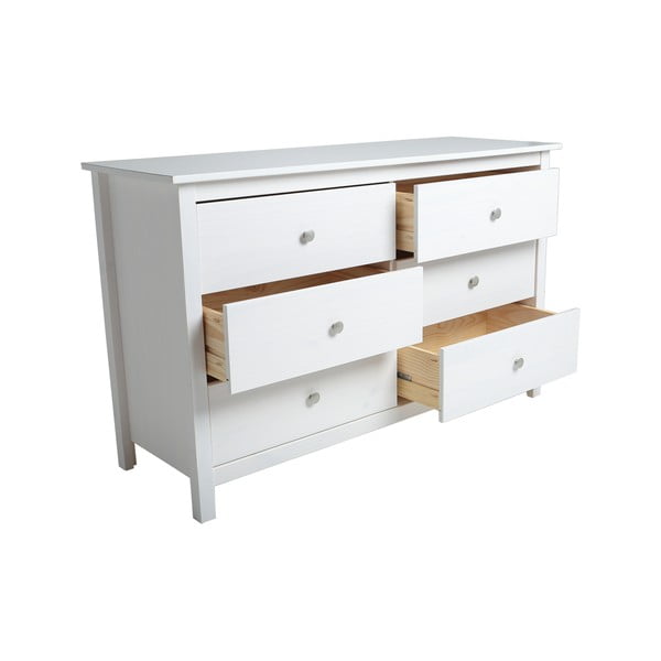 Bílá nízká komoda z borovicového dřeva 130x80 cm Berna – Marckeric-image-2