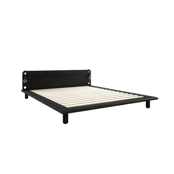 Černá dvoulůžková postel z borovicového dřeva s roštem 160x200 cm Peek – Karup Design