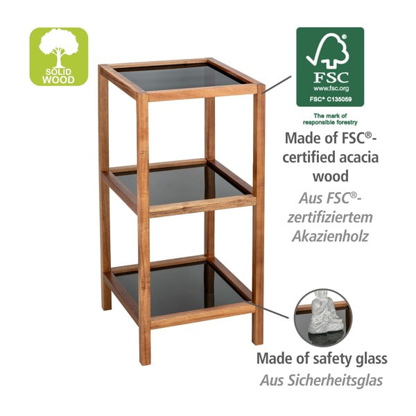 Skleněný koupelnový regál v černo-přírodní barvě 36x79 cm Fondi – Wenko-image-4