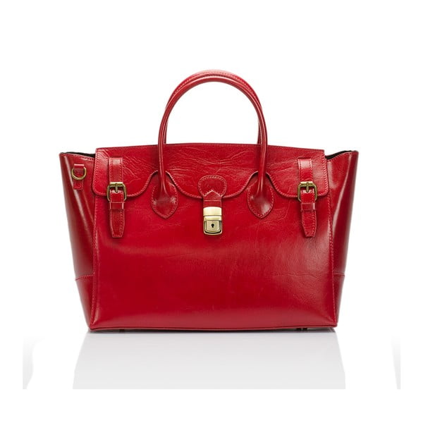 Červená kožená kabelka Lisa Minardi Bifrenia