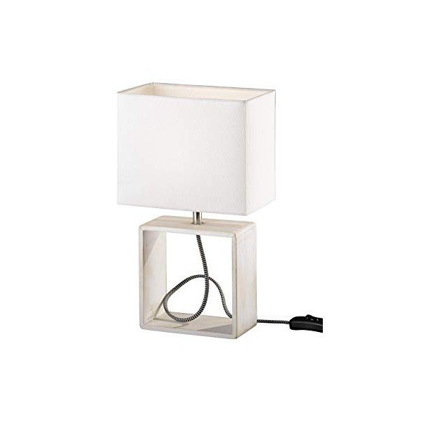 Bílá stolní lampa z přírodního dřeva a tkaniny Reality Tick, výška 34 cm-image-2