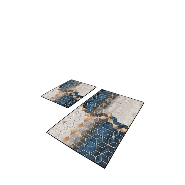 Modro-šedé koupelnové předložky v sadě 2 ks 60x100 cm Optic – Mila Home