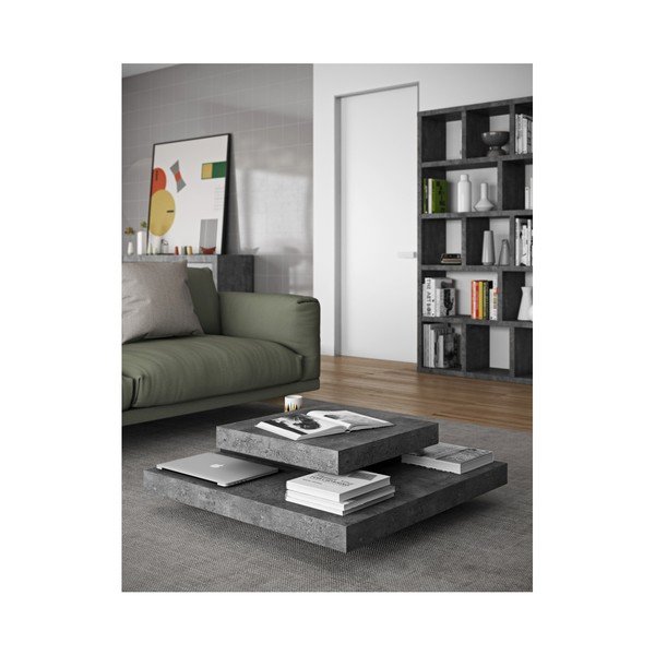 Černo-šedý konferenční stolek v dekoru kamene 90x90 cm Slate - TemaHome-image-1