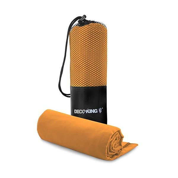 Set oranžové rychleschnoucí osušky a ručníku DecoKing EKEA, 70 x 140 cm + 30 x 50 cm
