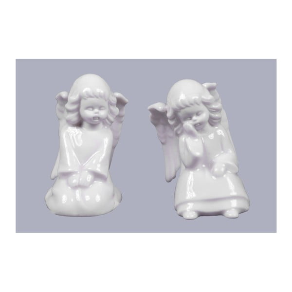Sada 2 bílých porcelánových andělíčků Ego Dekor