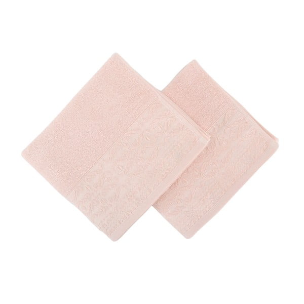 Sada 2 lososově růžových ručníků Zarif, 50 x 90 cm