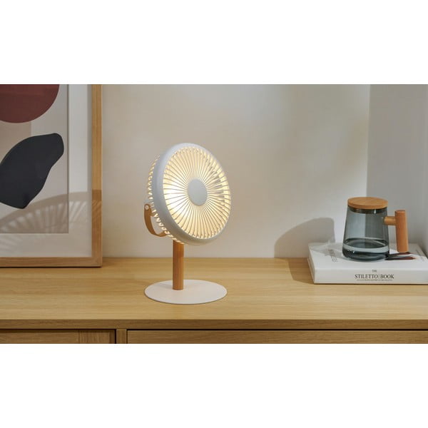 Krémová stolní lampa s ventilátorem na dálkové ovládání (výška 26 cm) Beyond – Gingko-image-1