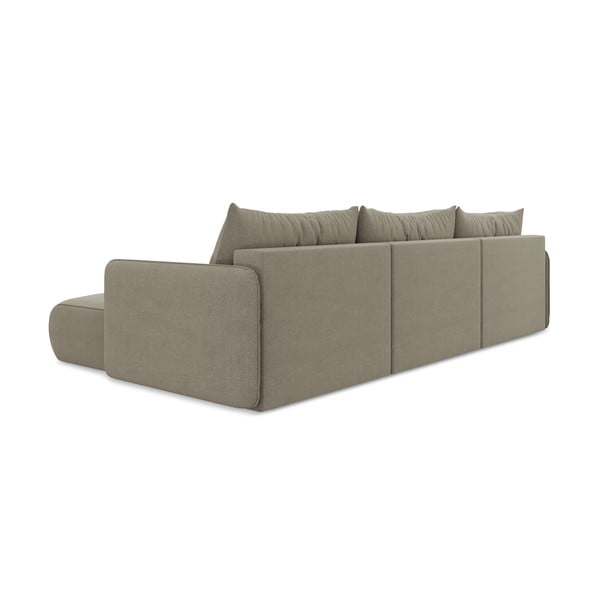 Béžová rozkládací/s úložným prostorem rohová pohovka Nanea – Makamii-image-4