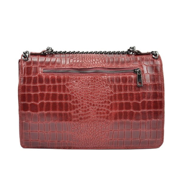 Červená kožená kabelka Carla Ferreri Chain-image-1