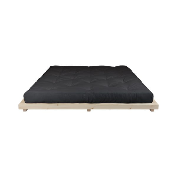 Dvoulůžková postel z borovicového dřeva s matrací Karup Design Dock Comfort Mat Natural Clear/Black, 180 x 200 cm