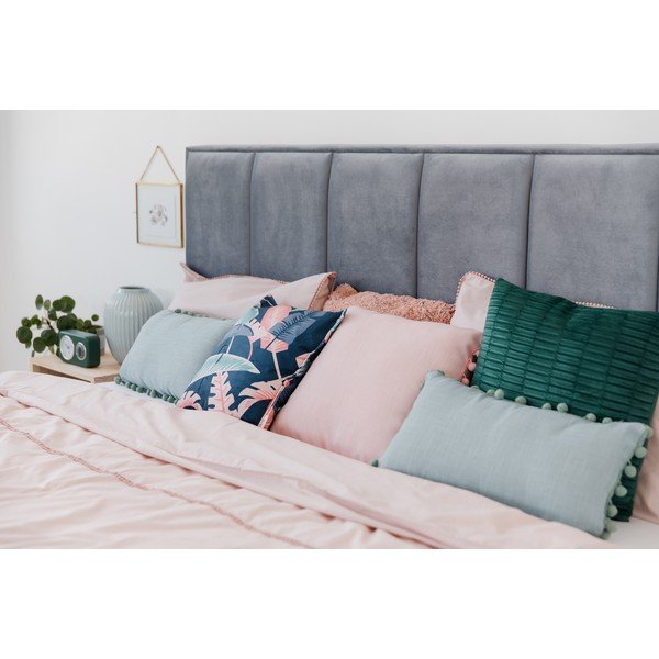 Modrošedá dvoulůžková postel s roštem a úložným prostorem ProSpánek Wega, 180 x 200 cm-image-1