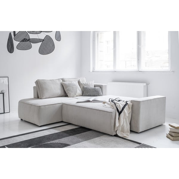 Bílá manšestrová rozkládací rohová pohovka (levý roh) Brave Dave – Miuform-image-4