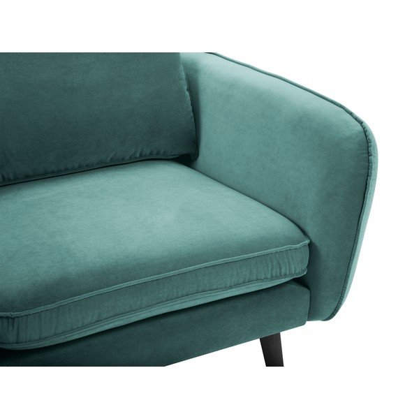 Petrolejově modré sametové křeslo s černými nohami Kooko Home Lento-image-4