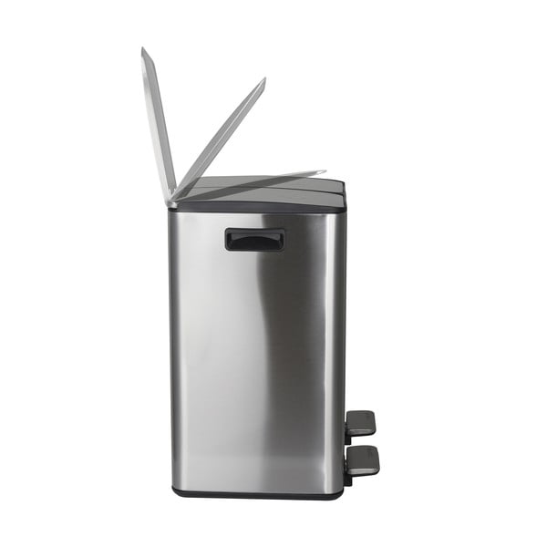 Ocelový odpadkový koš 2x20 l na tříděný odpad/nášlapný v matně stříbrné barvě   Aliya – Spirella-image-3